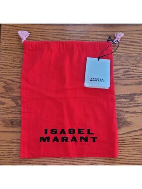 ISABEL MARANT RED DUST BAG PINK DRAWSTRING CLOSE TASSELS 11.5" X 14.25"